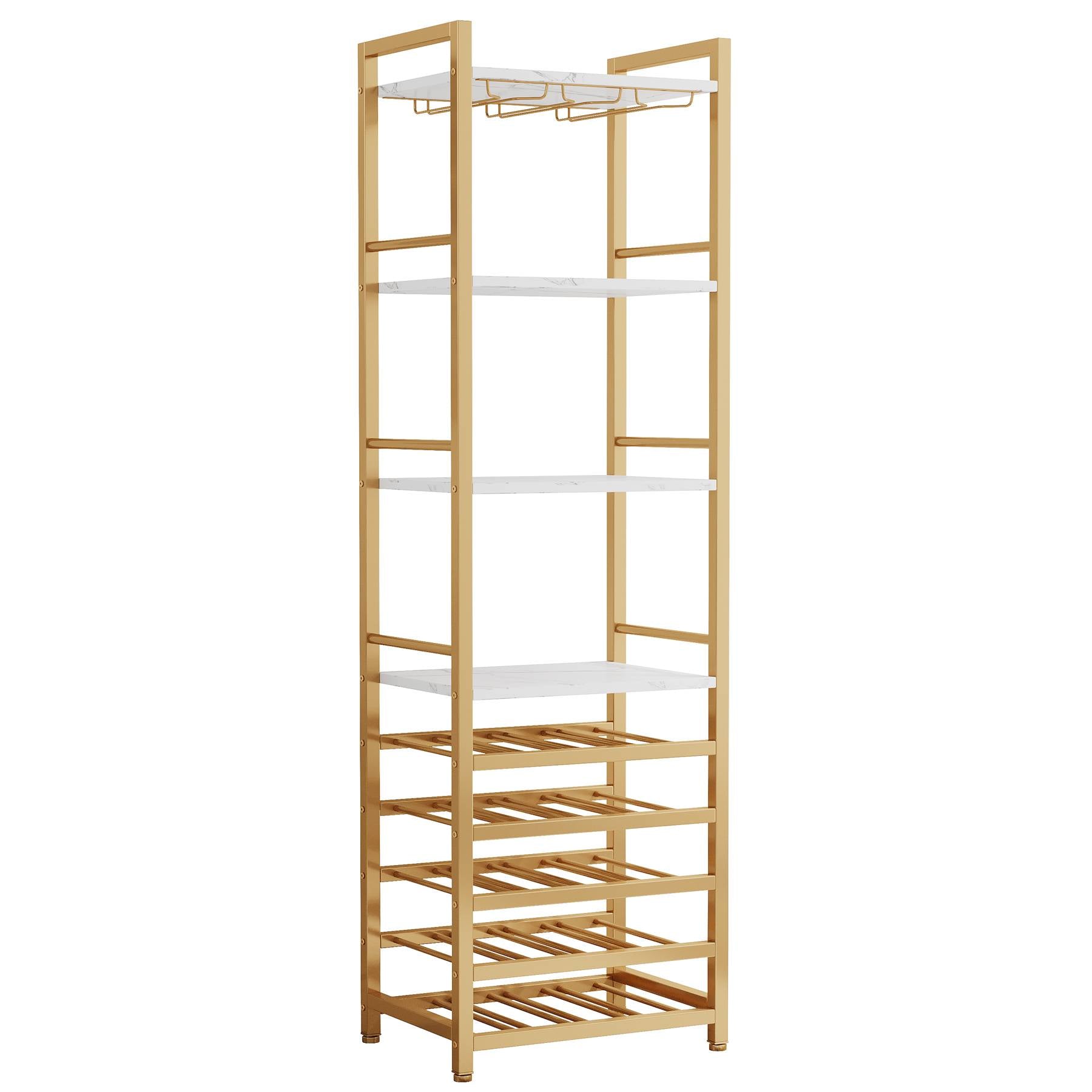 Wine Rack, 9 Tier 20 Bottle Wine Bar Cabinet with Glass Holder Tribesigns